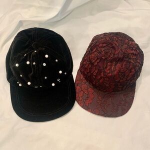 SET of 2 Fashion Hats Ballcap-Style w/ Bling & Lace Yehasso Stylish & Fun